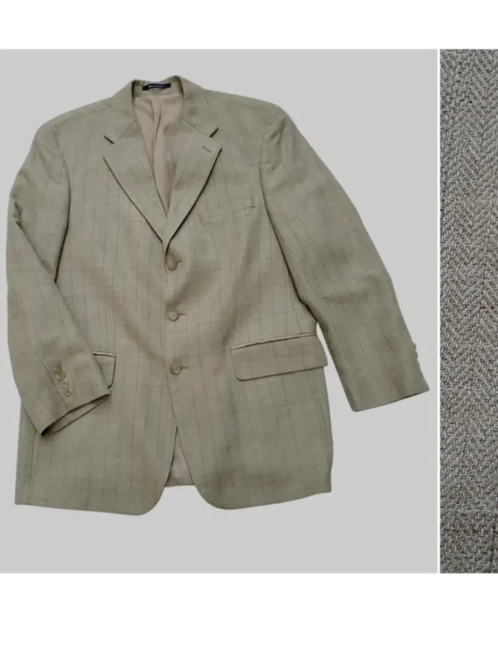 Chaps Ralph Lauren Silk Wool Linen Tan Herringbone Sport Coat Blazer Jacket 41R